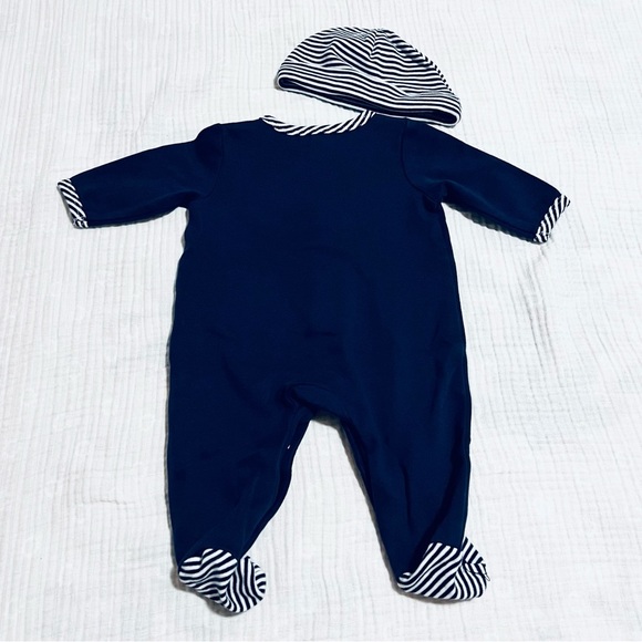 Little Me “Sailboats” Footed One-Piece and Coordinating Hat Set, Size 3M - Picture 6 of 7